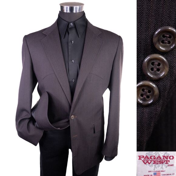 Vintage Pagano West Mens 42R Western Sport Coat Blazer, Cowboy Striped Made USA - Picture 1 of 10